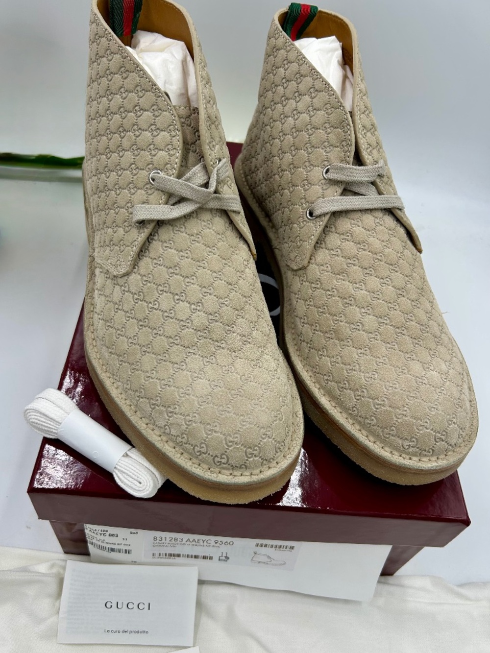 Men’s Gucci GG Suede Ankle Desert Boots.  Size 11.  Made in Italy.